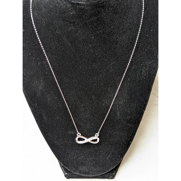 Infinity Symbol Necklace White Gold Plated Pendant with Crystals - Picture 6 of 6